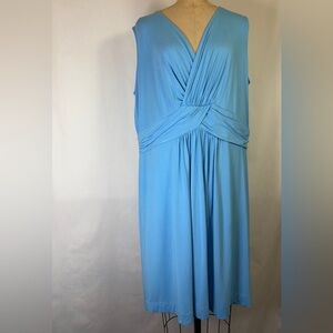 Talbots Chic Sky Blue Wrap Dress w/waist Rouching Versatile Comfortable Easycare